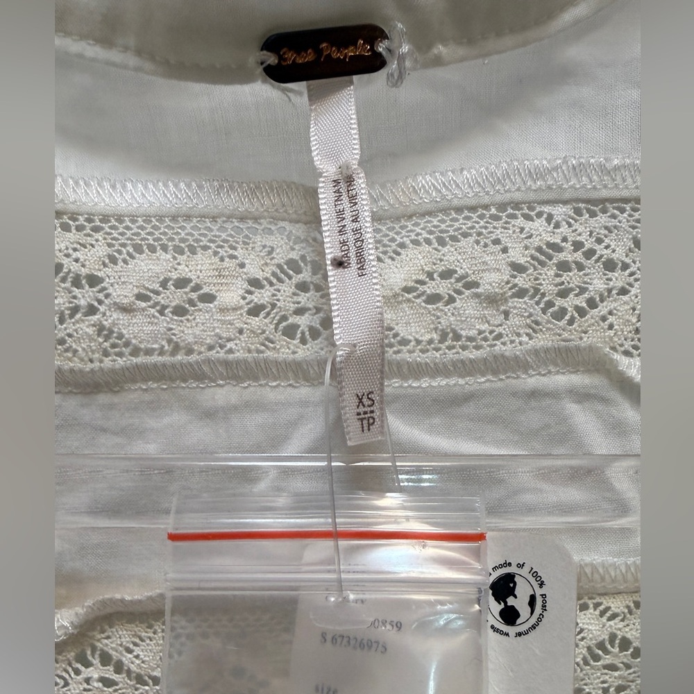 Free People Ivory Lace-Trim Peasant Top - Picture 2 of 5